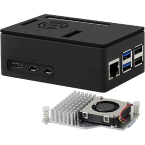 ABS Lightweight Protective Cover Case for Raspberry Pi 5 with Fan Cooling ，raspberry pi 5 case with fan， for Pi 5B Model B 8GB/4GB, Portable and skin friendly case for raspberry pi 5 (No Pi Board)