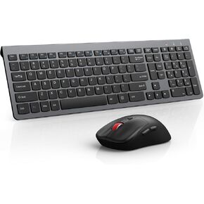 Wireless Keyboard and Mouse - Full-Sized Ergonomic Keyboard with Wrist Rest, Phone Holder, Volume Knob,2.4GHz Silent Cordless Keyboard Mouse Combo for Computer, Laptop, PC, Mac, Windows -Gold…