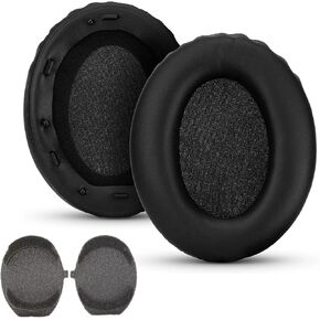 وسائد أذن بديلة 1000XM3 لسماعات الرأس Sony WH-1000XM3 فوق الأذن، وسائد أذن متوافقة مع WH1000XM3 مع جلد بروتين أكثر نعومة، وإسفنج ذاكرة عازل للضوضاء، أسود