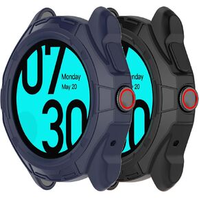 Chofit Intended for Ticwatch Pro 5 Case Ultra-Thin TPU Rugged Bumper Frame Durable Protective Shell for Ticwatch Pro 5 Cover Case Smartwatch Accessories (Black&Black)