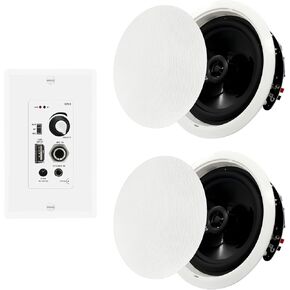 6.5 Inch Bluetooth Ceiling Speakers 300W 2-Way Flush Mount Plus Wall Mount with in Wall Amplifier Receiver Perfect for Home Theater Office Bathroom(2 Speakers)
