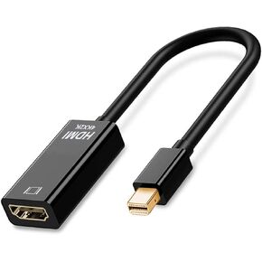 محول Mini DisplayPort إلى HDMI 4K، محول كابل Thunderblot إلى HDMI متوافق مع Apple MacBook Air Pro وiMac وMicrosoft Surface Pro Dock إلى التلفزيون/الشاشة/جهاز العرض أسود