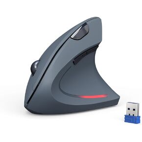 TECKNET Ergonomic Mouse, 4800 DPI Silent Mouse 5 Adjustable DPI, Wireless Mouse 2.4G Vertical Mouse 6 Buttons Computer Mouse Wide Compatibility (Grey)