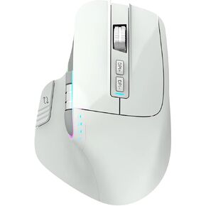 Wireless Gaming Mouse Tri-Mode 2.4Ghz/Bluetooth 5.2/Wired USB-C with Two Scroll Wheels RGB LED Backlit 4-Level DPI Rechargeable Ergonomic Optical Mice for Computer/Laptop/Office/Gamer, Black