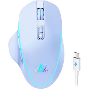 AUEDROT ماوس لاسلكي Jiggler غير قابل للاكتشاف مع Jiggler مدمج، مع وضعين للهزهزة USB-C ماوس قابل لإعادة الشحن + محرك، مع مفتاح اختصار لسطح المكتب سريع الإرجاع، يحافظ على الكمبيوتر/الكمبيوتر المحمول مستيقظًا، أسود