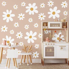 12 Sheets Daisy Wall Decals Flower Wall Stickers Large Daisy Wall Stickers Daisy Decals for Wall Peel and Stick for Nursery Kids Girls Bedroom Living Room Wall Decor (Large Daisy-1)