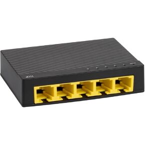 Monoprice 5-Port 10/100/1000Mbps Gigabit Ethernet Unmanaged Desktop Switch, IEEE 802.3ab, Cat5e, Plug and Play, Fanless Design, for Gaming and Streaming