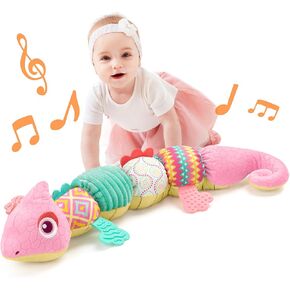 Baby Toys Musical Dinosaur,Infant Stuffed Animal Toys with Crinkle and Rattles,Soft Sensory Toys with Textures for Tummy Time Newborn Boys Girls 0 3 6 12 Months(Green)