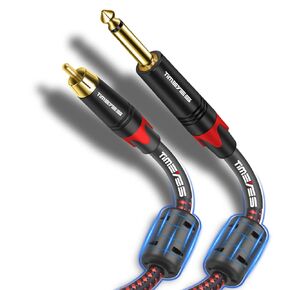 6.35mm 1/4 Inch to RCA Stereo Interconnect Cable 2M, 6FT 1/4'' 6.35mm Male TS to RCA Audio Adapter Cable, Mono 1/4 to RCA Cord for AV Receiver Amplifier Speaker RCA Plug to Quarter Inch