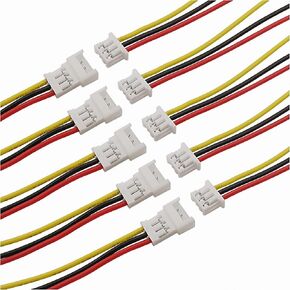 Micro Jst 1.25 Wire Connectors, 20Pairs/40pcs 1.25mm 3 Pin Jst Male and Female Connector Plug with Wires Cables Kit for LED Light 100mm