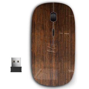 2.4G Ergonomic Portable USB Wireless Mouse for PC, Laptop, Computer, Notebook with Nano Receiver (Wooden)