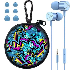 Earbuds Set with Case for Kids for School, Wired Headphones with Case and Small Size Ear Tips, Aesthetic Ear Buds with Cute Case, Earphones for Phone and PC Laptop(Pink)