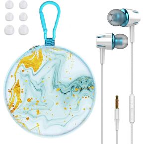 Teens Wired Earbuds with Case, 3.5mm Headphones for School, Beach Blue | GOGOSINIS Wired Student Earbuds, with Carabiner Clip to Attach on School Backpack, Small Eartips, for PC and Tablets in Saudi Arabia