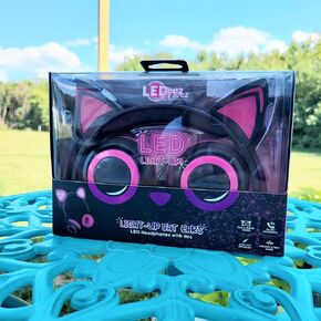 Wired Pink LED Cat Ear Headphones with 3.5mm Jack Plug