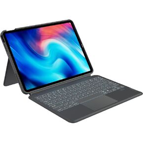 iPad 10th Case with Keyboard, Compatible with iPad 10th 10.9 inch, Vertical/Landscape, Detachable iPad Keyboard Case with 7-Color Backlight and Touchpad (Dark Gray)