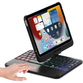 360° Rotatable iPad Air 13-inch (M2) 2024 and iPad Pro 12.9 (6th, 5th, 4th, 3rd Gen) Keyboard case with TouchPad, Backlits Aluminum Alloy Metal Smart Case with trackpad Keyboard,Black