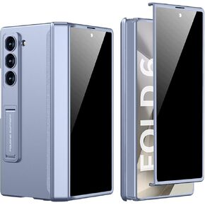 حافظة PUROOM لهاتف Samsung Galaxy Z Fold 6 مع واقي شاشة للخصوصية، وغطاء مفصل مغناطيسي Z Fold 6 حافظة شاملة مضادة للصدمات (شاشة خصوصية مدمجة سوداء)
