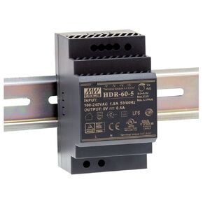 MEAN WELL HDR-60-5 Ultra Slim Step Shape 3SU DIN Rail Power Supply, 5 Volt, 6.5 Amp, 32.5 Watt