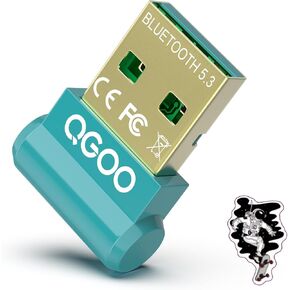 USB Bluetooth Adapter for PC - QGOO Bluetooth Dongle 5.3 EDR, Wireless Bluetooth Receiver for Desktop Computer Laptop Bluetooth Windows 8.1/10/11（green-105）