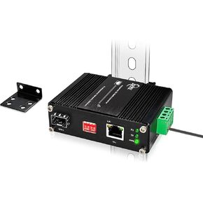 Industrial 10G 90W PoE Fiber Optic SFP+ Media Converter, Unmanaged POE+ + Fiber Optic transceiver, IEEE802.3af/at/bt,DIN Rail, 48-57V DC, (-40°F to 167°F)