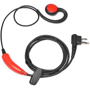 UAYESOK Pep-P13H2 Surveillance Kit Headset for 2 Pin Motorola Radio CP200 CP200D CLS1410 DTR650 RDU2020 RDU4100 RDU4160D for HYT hytera TC-610 Yaesu FT-65R, Ear Hook Earpiece with Mic PTT (Red)