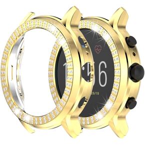 Compatible for Fossil Gen 5 Carlyle Double Row Diamond PC Plating Bumper Case Bling Crystal Diamonds Shiny Glitter Frame Hard Protective Cover for Fossil Gen5 Carlyle Watch (Black)