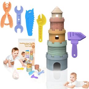 Baby Teething Toys,Teething Relief Toys for Babies Over 1 years old BPA Free,Teethers Infant Toys Essentials,Teething Straws Tubes,Silicone Teething Gel Sticks for Babies,Vibrating Teether for Baby