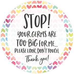 Watercolor Rainbow Hearts Stop No Touching Baby Car Seat Sign/Rainbow Baby Stroller Tag