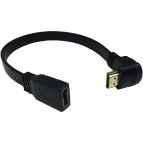 1FT Flat Slim High Speed HDMI Extension Cable A Female to 90 Degree Up Angle A Male Cable