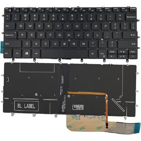 Laptop Replacement US Layout with backlit Keyboard for Dell XPS 13 9370 9380 9370 9380 Black
