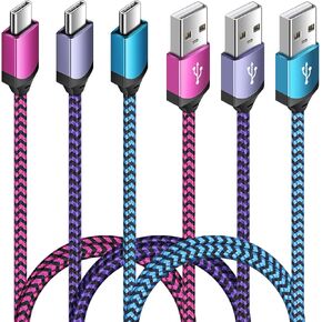 C Charger Cable Fast Charging [6FT/3Pack] Phone Charger C Type USB C Cords for Samsung Galaxy S24 S23 Ultra S22 S22Ultra S22+ S21Ultra S21FE S21 S21+ S20 S20+ S10 A15 A03S A10e A51 A50 A71, Moto, LG