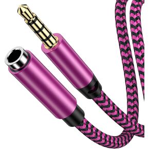 كابل تمديد Aux 3.5 مم، 6FT 4 أقطاب TRRS ذكر إلى أنثى كابل صوت ستيريو مطلي بالذهب من النايلون المضفر محول مقسم سماعة الرأس جاك سلك تمديد لهاتف iPhone iPad والهواتف الذكية والأجهزة اللوحية ومشغلات الوسائط in Kuwait