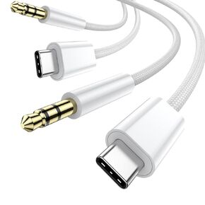 Aux to USB C Cable (3.3ft 2 Pack), Aux Cord for iPhone 15, USB C to 3.5mm Audio Aux Jack Cable Compatible for Car/iPhone 15 Plus /15 Pro Max/Samsung Galaxy S23 S22 Note 20/ Pixel 5 XL