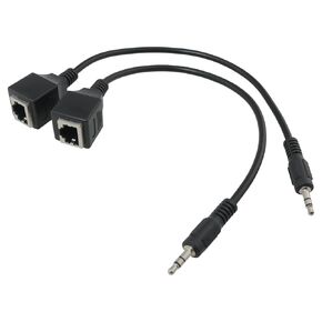 2PCS RJ45 Female to 3.5mm Audio Jack to Ethernet Adapter Short Cable Full Copper Touchscreen Adapter for Connecting Stereo Amplifiers Speakers Black