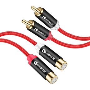 ANNNWZZD 2 كابل تمديد RCA، 2 RCA ذكر إلى 2 RCA أنثى غلاف نحاسي مطلي بالذهب 2RCA ذكر إلى 2RCA أنثى كابل ستيريو صوت موسع سلك محول 3FT in Kuwait