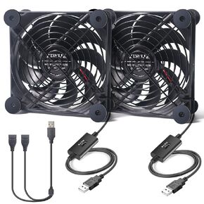 Quiet Dual 120mm USB Fan 5V with USB Extension Cable Dual Ball Bearings Cooling Fan for Router TV Box Micro Computer Cabinet Cooling