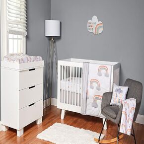 Fisher-Price Nursery in a Bag Crib Rainbow Clouds Nursery 4 Piece Crib Bedding Set for Boys Girls Gender Neutral Cloud Dreams Collection