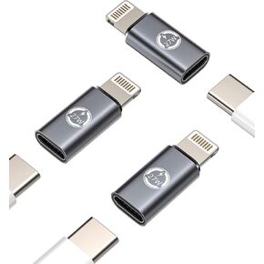 27W Fast Charger Adapter(3Pack)USB C Female to Lightning Male Converter Type-c Port Charge Cord Connector Charging Data Sync Cable for Apple iPhone 11 12 13 14 Pro Max Mini Xs Se 7 8 X Xr Plus IpadAir