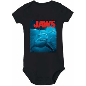 0-25 شهرًا ملصق فيلم Jaws للأطفال الصغار بأكمام قصيرة ملابس أطفال زحف in Kuwait