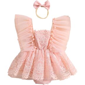 Newborn Baby Girl Princess Romper Dress Mesh Embroidery Elegant Tutu Skirted One Piece Jumpsuits Birthday Outfits