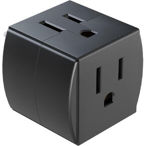 3 Outlet Wall Adapter, 90 Degree 3 Way Plug Adapter Cube Tap, 3 Prong Multi Plug Outlet, Outlet Extender for Home Office School Dorm, ETL Listed, Black, 3Pack