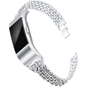 Bands Compatible with Fitbit Charge 2, Metal Bling Wristbands for Women Replacement Dressy Bracelet/Bangle for Ladies Large Small