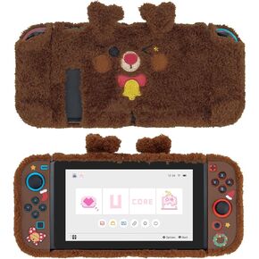 غطاء حماية مخملي لطيف متوافق مع نينتندو سويتش - حافظة جلدية ممتصة للصدمات ومضادة للخدش لجهاز سويتش - رودولف مخملي in Kuwait