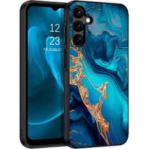 BENTOBEN for Samsung Galaxy A15 5G Case, Slim Fit Glow in The Dark Hybrid Hard PC Soft TPU Bumper Drop Protective Girls Women Men Phone Cover for Samsung Galaxy A15 5G, Blue Marble/Gold