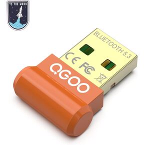 USB Bluetooth Adapter for PC - QGOO Bluetooth Dongle 5.3 EDR, Wireless Bluetooth Receiver for Desktop Computer Laptop Bluetooth Windows 8.1/10/11（orange-117）