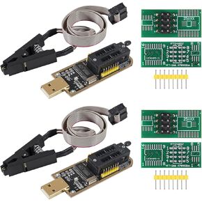 2Sets SOP8/SOIC8 Test Clip and CH341A USB Programmer Flash 24 25 EEPROM BIOS Writer USB Programmer SPI USB to TTL
