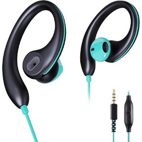 Sport Headphones Wired Earbuds Over Ear Headphones with Earhooks Microphone 3.5mm Plug Sweatproof Running Earphones for Workout Jogging Gym Ear Buds for computer