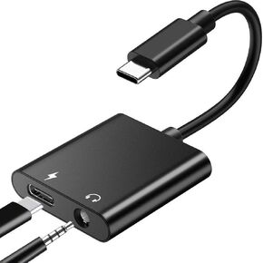 Earphone USB-C Headphone Adapter 3.5mm Jack Charger Port Splitter Mic Support Hands-Free Type-C Headset Adaptor Compatible with Samsung Galaxy S20 S21 S22 S23 S24 Ultra Plus Z Flip Fold Note 10 20