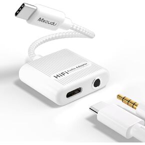 USB C to 3.5mm Audio Adapter and Charger 2 in 1 USB C to Aux Headphone Dongle with 60W PD Fast Charging Compatible with iPhone 15/15 Pro Max, Galaxy S24/S24 Ultra/S23, Pixel 8/8Pro/7, iPad Pro