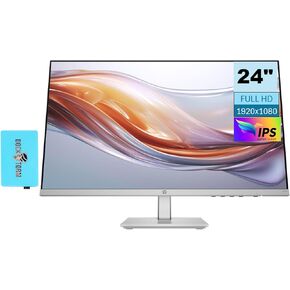 HP Series 5 524sh Monitor 94C19AA#ABA (Replaces M24h) with Docztorm Dock, 24" FHD IPS (1920x1080) Display, 1x HDMI, 1x VGA, Flicker-free, Ideal for Home & Business, Black/Silver (2024 Latest Model)